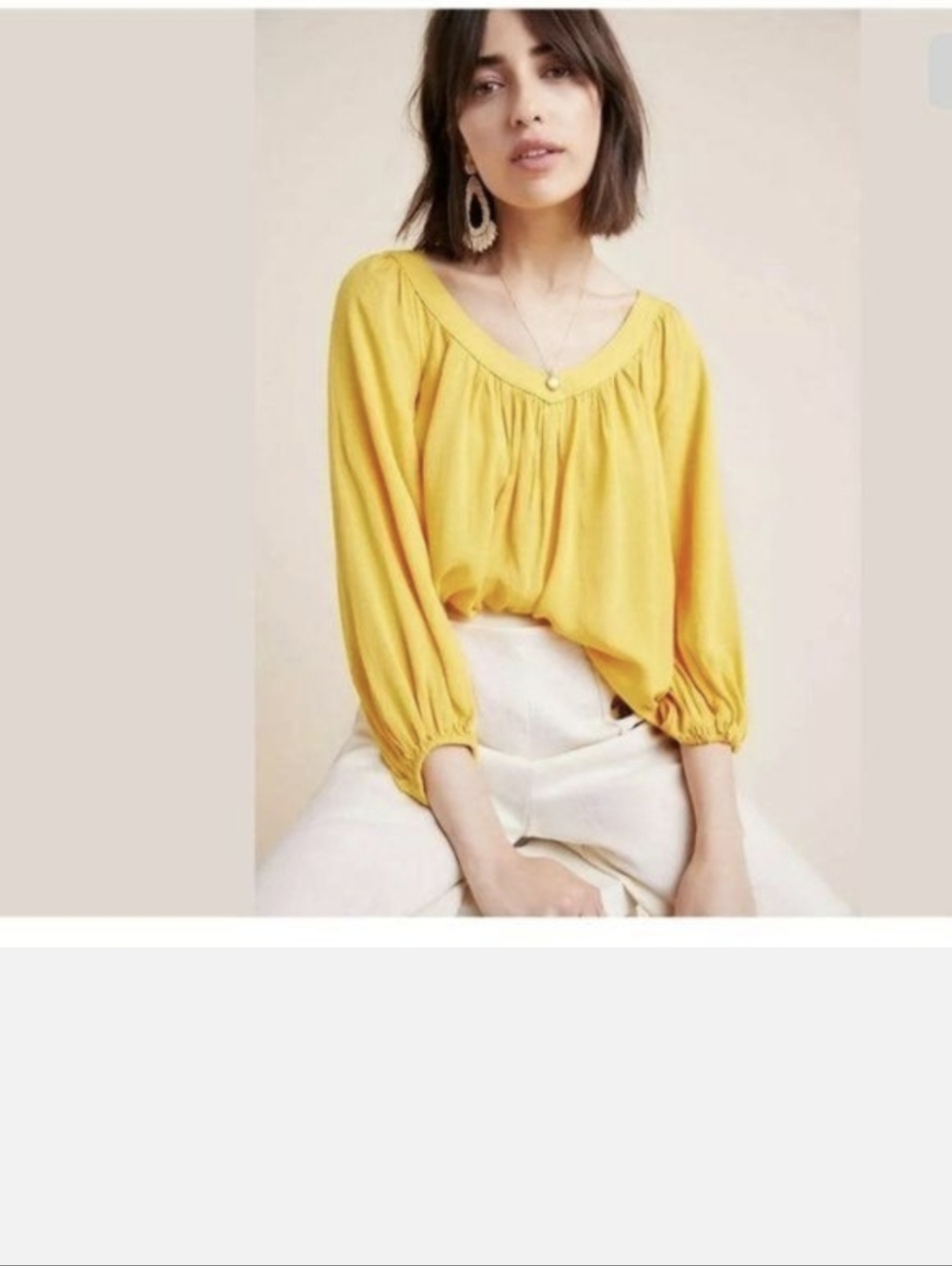 Anthropologie Maeve Boswell Blouse Lightweight Billowy Top Gold US Plus Size 14.